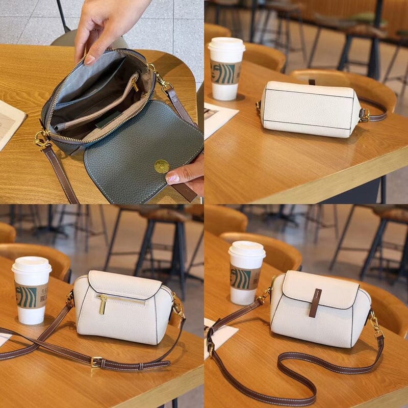 Bolso Bandolera De Cuero Para Mujer-ChicEssence